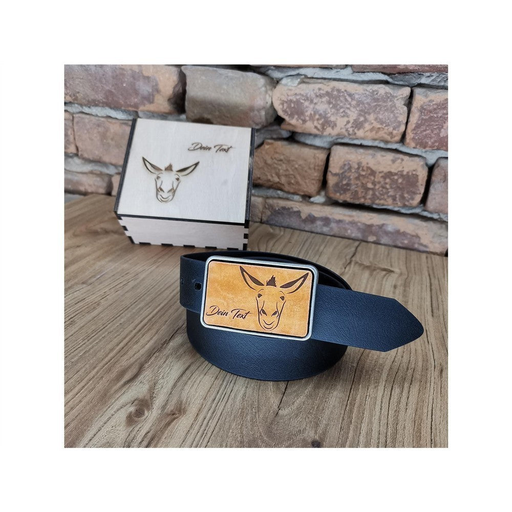 Gürtel "Esel Kopf" mit Echtleder Inlay