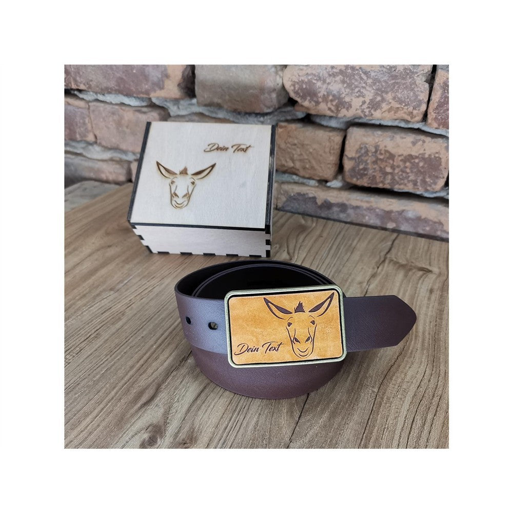 Gürtel "Esel Kopf" mit Echtleder Inlay