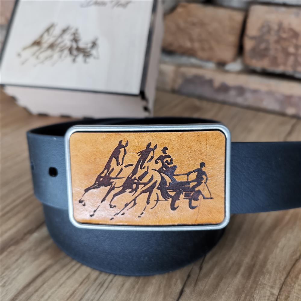 Gürtel "Fahren" mit Echtleder Inlay