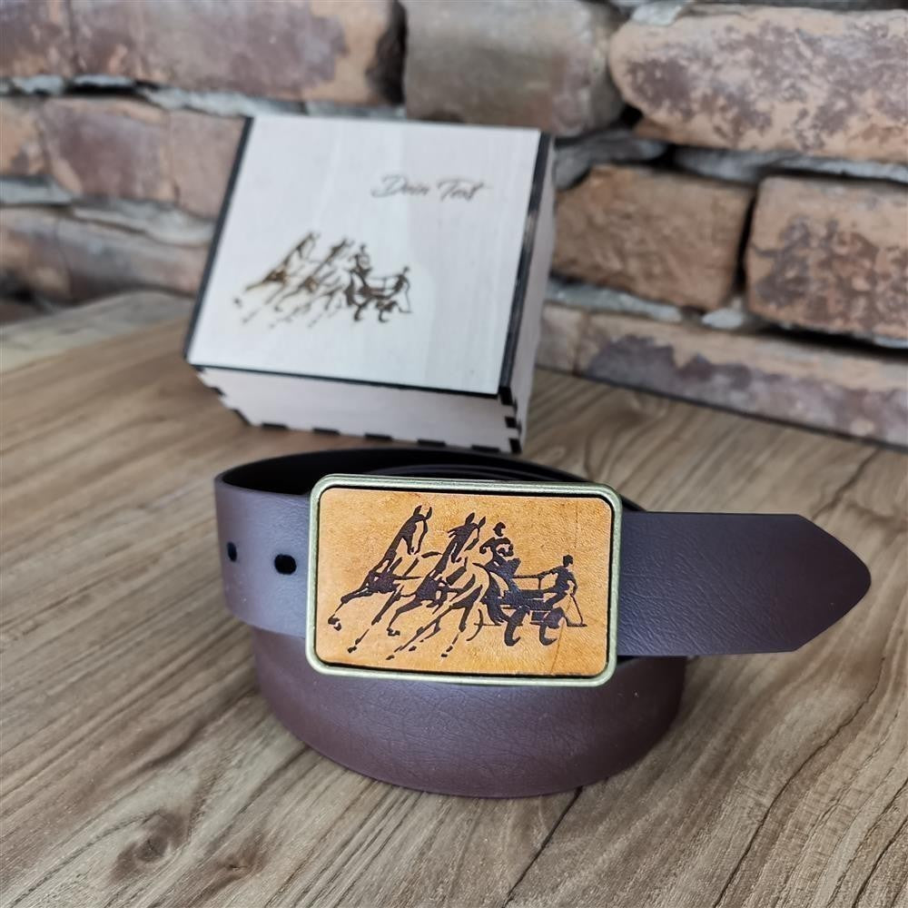 Gürtel "Fahren" mit Echtleder Inlay