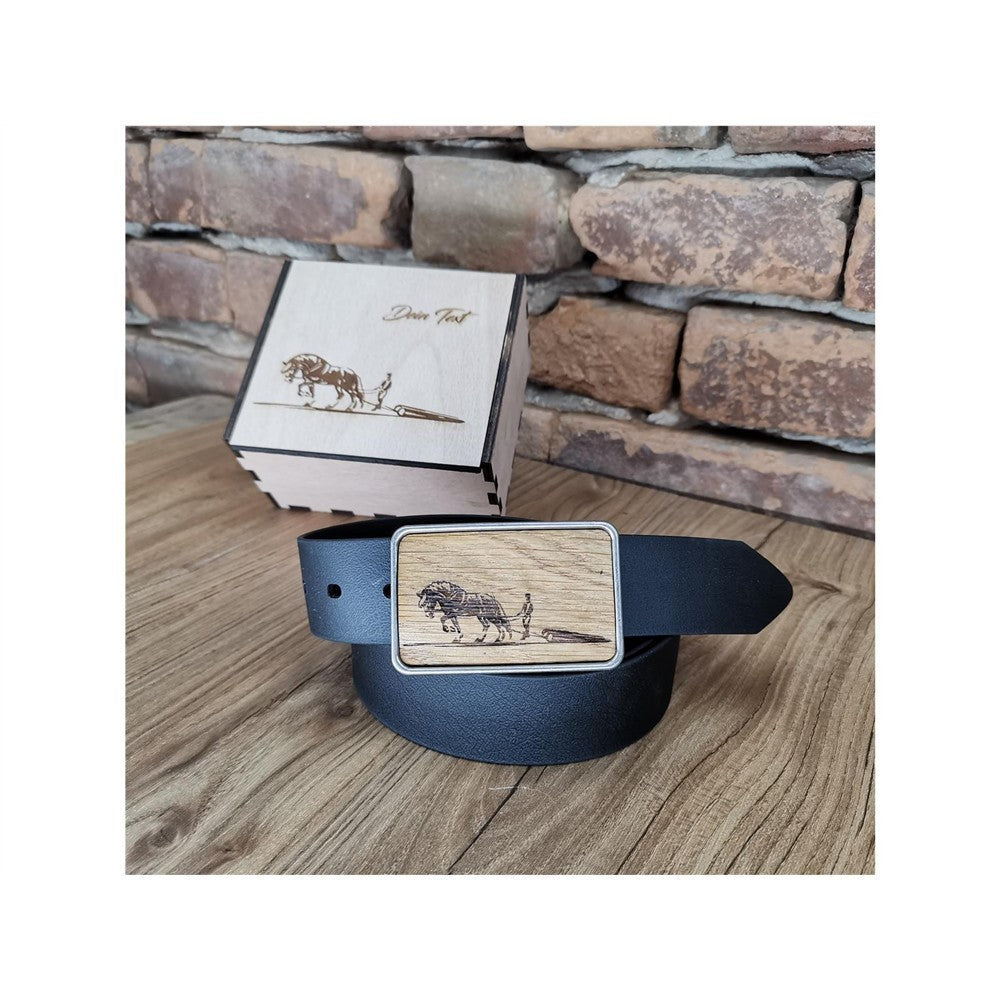 Gürtel "Holzrücker 3" mit Eichenholz Inlay