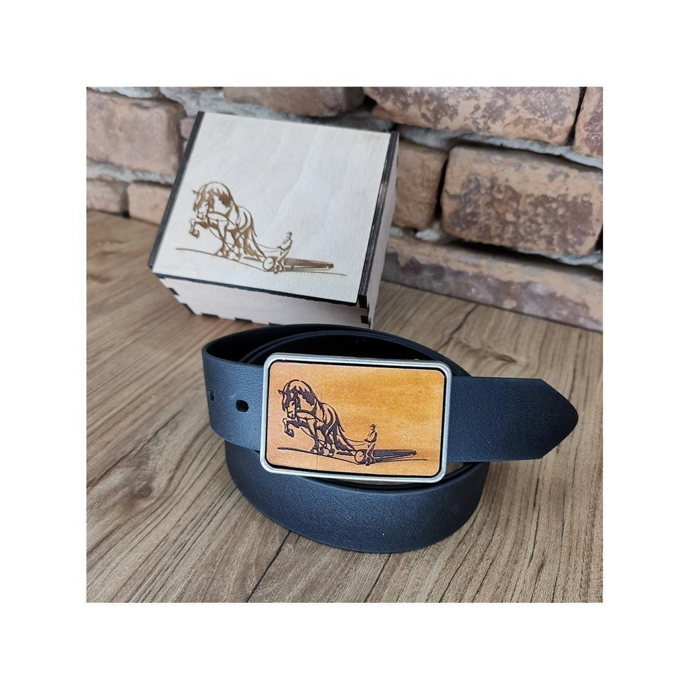 Gürtel "Holzrücker" mit Echtleder Inlay