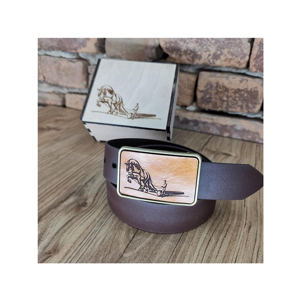 Gürtel "Holzrücker" mit Echtleder Inlay