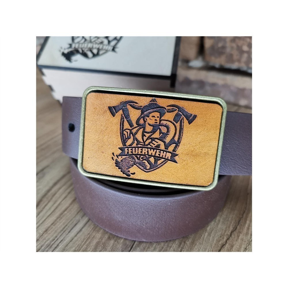 Gürtel "Firefigther" mit Echtleder Inlay