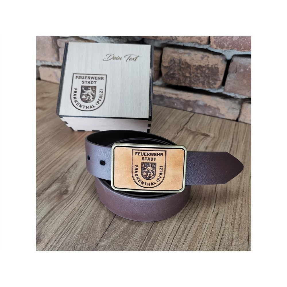 Gürtel "Frankenthaler Feuerwehr" mit Echtleder Inlay