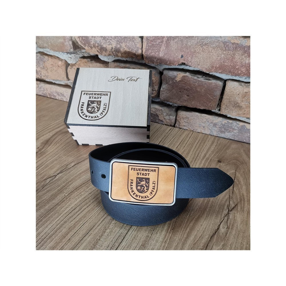 Gürtel "Frankenthaler Feuerwehr" mit Echtleder Inlay