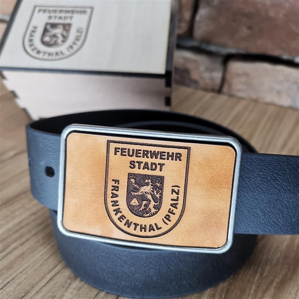 Gürtel "Frankenthaler Feuerwehr" mit Echtleder Inlay