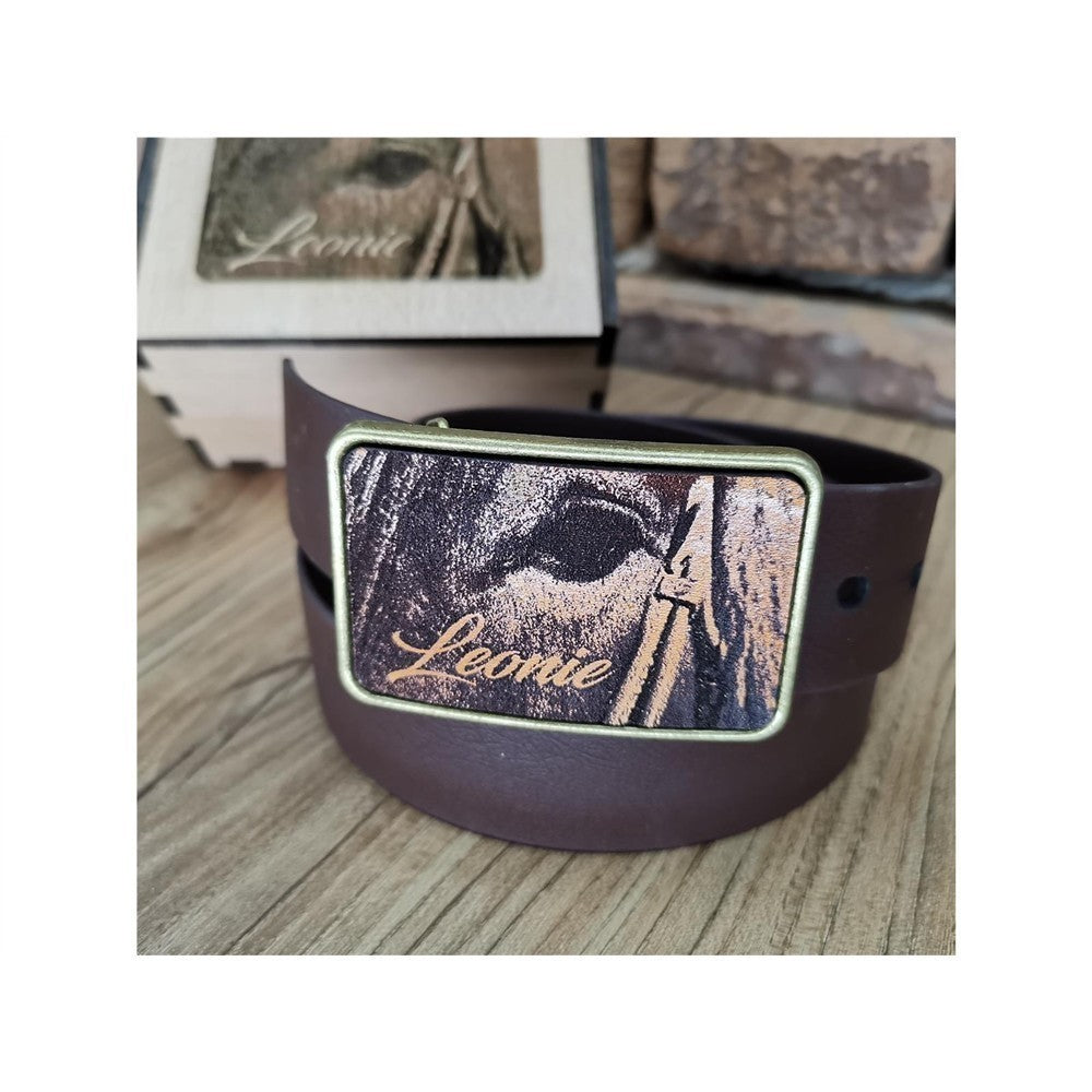 Gürtel "Mein Motiv" mit Echtleder Inlay