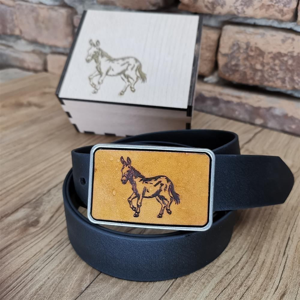 Gürtel "Esel" mit Echtleder Inlay